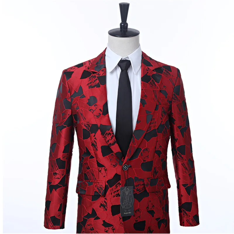 Crimson Men's Coat Lapel Slim Ball Flower Groom Jacket Best Suit | Мужская одежда