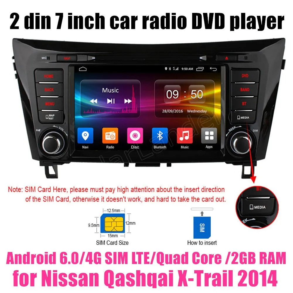 Поддержка задней камеры автомобильный dvd плеер Android 6 0 для Nissan Qashqai X Trail 2014 аудио