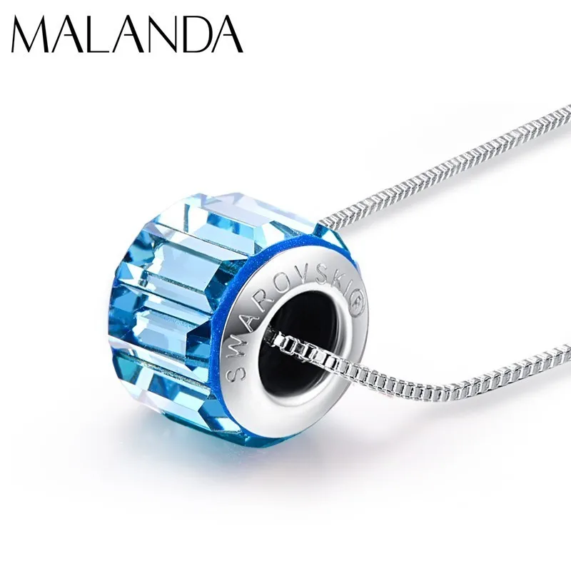 Кристаллы от Swarovski проложить ожерелья с подвесками с бусинами для женщин элегантные новые модные ожерелья вечерние свадебные украшения подарок - Окраска металла: Aqua Blue