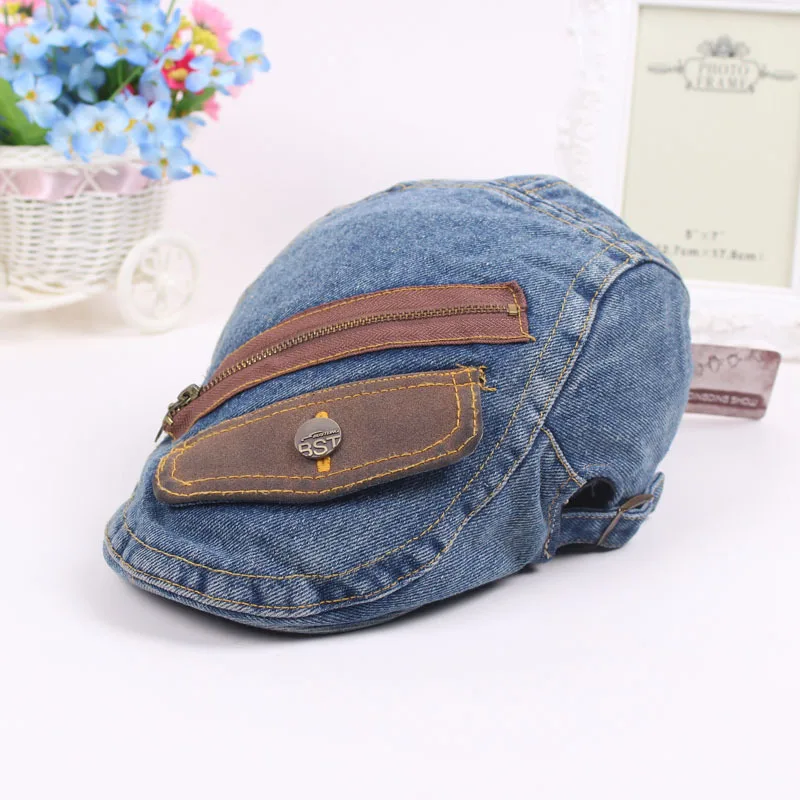 Новая мода джинсовый патч берет Женская шапка винтажная кепка мужская Boinas Gorras