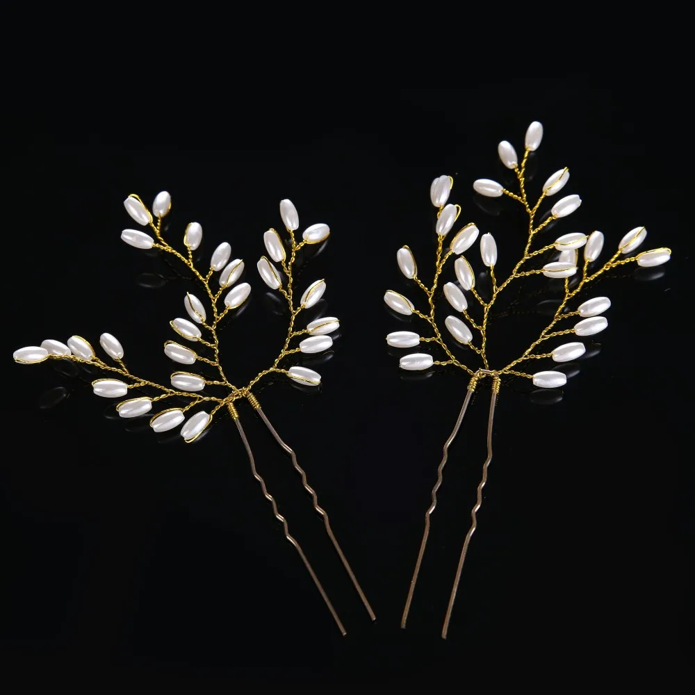 6 шт. заколки для волос золотого цвета жемчужные украшения ручной работы