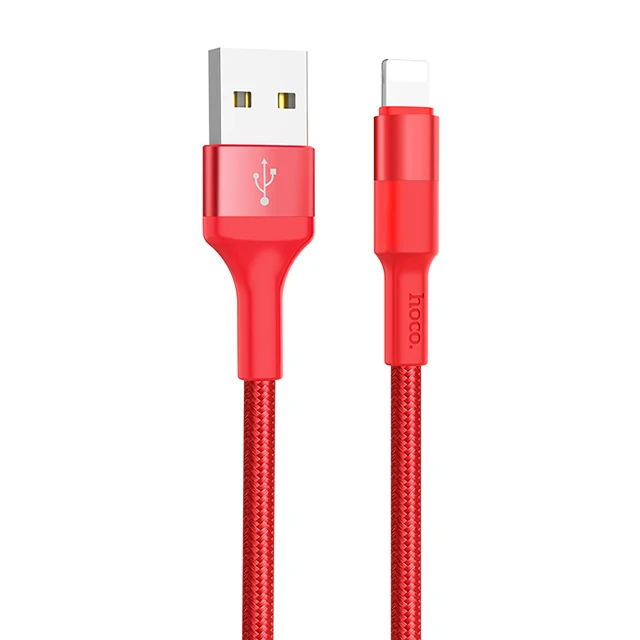 Red HOCO прочный нейлоновый Плетеный USB кабель для iPhone 6 6s 7 8 Классический usb кабель для зарядки и передачи данных для iPhone X Xr Xs Max шнур зарядного устройства - Цвет: Red