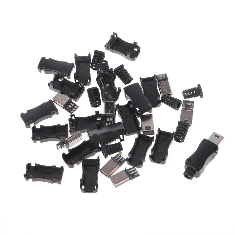 10 комплектов DIY мини USB 2 0 5PIN штепсельная розетка с пластиковой крышкой хвостовым