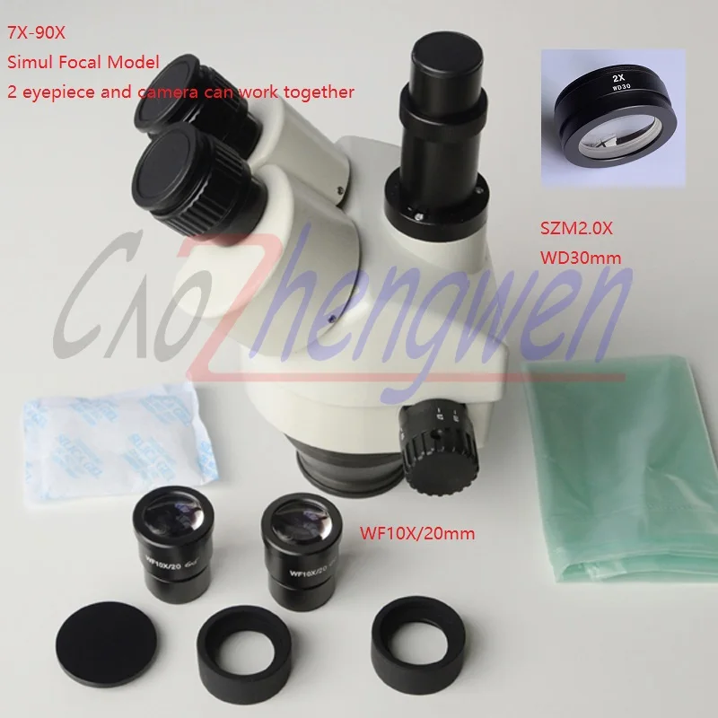 FYSCOPE 7X 90X siмультифокальный Тринокулярный зум стерео микроскоп головка WF10X/20 SZM 2.0X