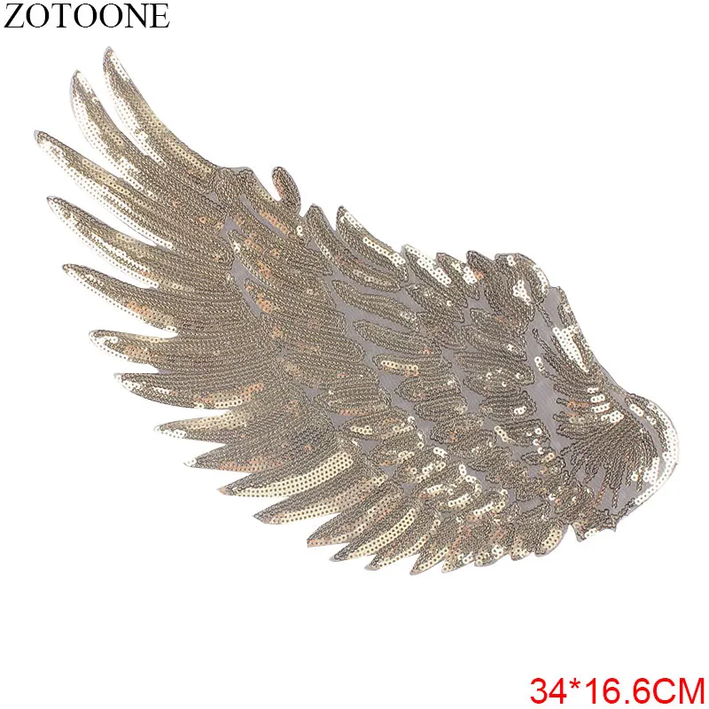 ZOTOONE нашивки Крылья ангела для одежды Аппликации большая блестка патч на одежду Diy сзади Аппликации Наклейки нашивки на одежду E