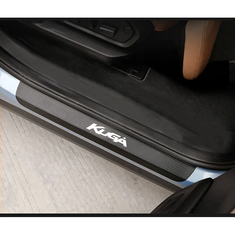 4 шт. защитная Накладка на порог двери для Ford Kuga углеродное волокно искусственная