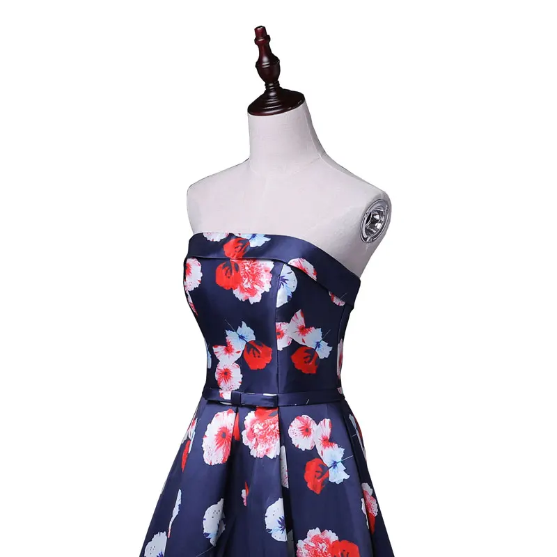 Новое поступление, элегантное вечернее платье, вечерние платья, Vestido de Festa, сексуальное атласное платье без бретелек с принтом, длинное платье для выпускного вечера