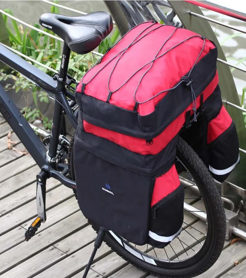 ROSWHEEL 60L 3 в 1, водонепроницаемая сумка для горного велосипеда, велосипедная сумка, двухсторонняя задняя стойка, заднее сиденье, сумка для багажника