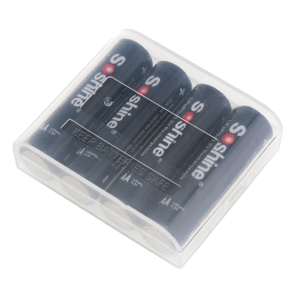 4 шт./лот Soshine 3 2 V 700mAh AA батарея 14500 LiFePO4 аккумуляторная + портативный аккумулятор