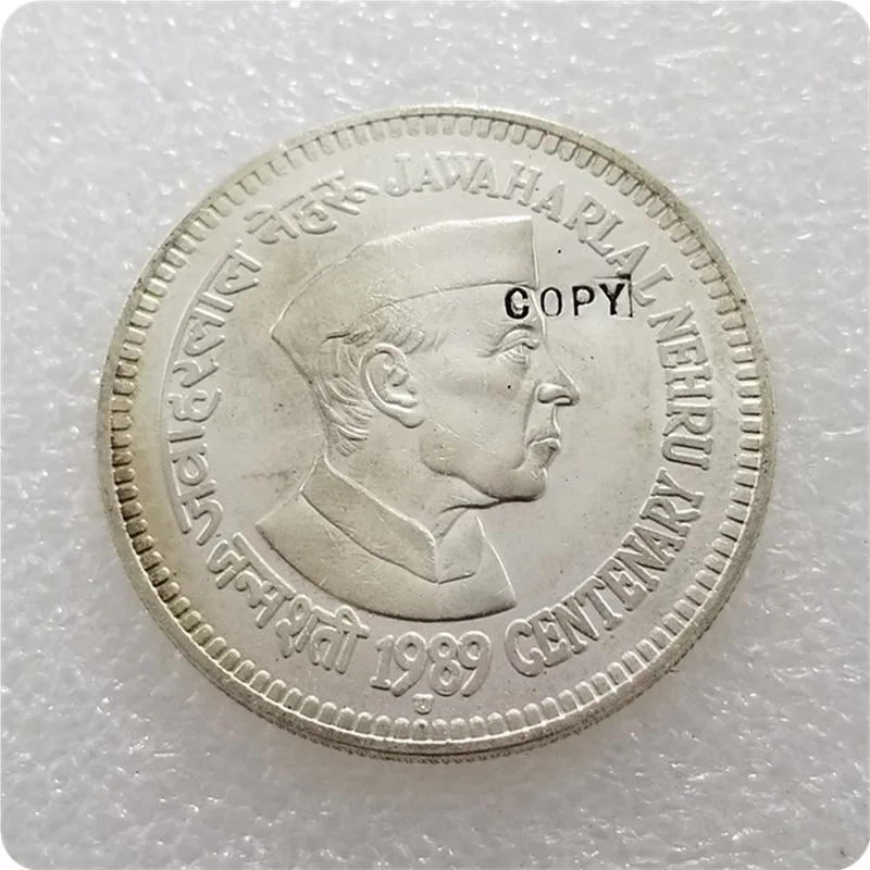 1989 Индия 100 рупий(Jawaharlal Nehru) Имитация монеты - Цвет: UNC silver