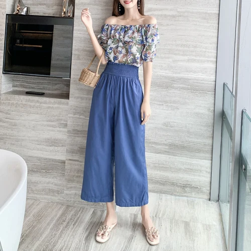 Женский костюм с цветочным принтом пикантная рубашка вырезом лодочкой и