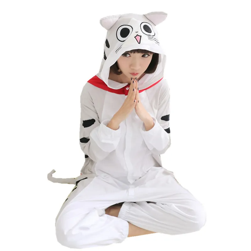 Flannel Kigurumi Anime Cosplay Costume Chi's Sweet Home Chi Cat Women Onesies Pajamas For Halloween Carnival Masquerade Party