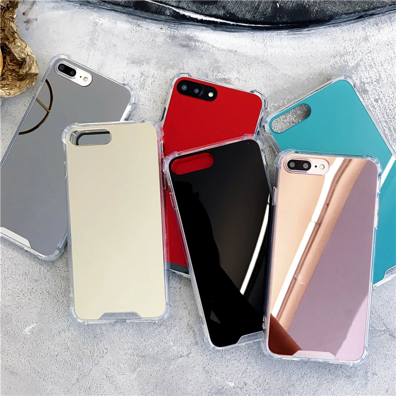 Зеркальный чехол для iPhone X(10) 6 6S 7 / 8 plus противоударный мягкий из ТПУ задняя крышка