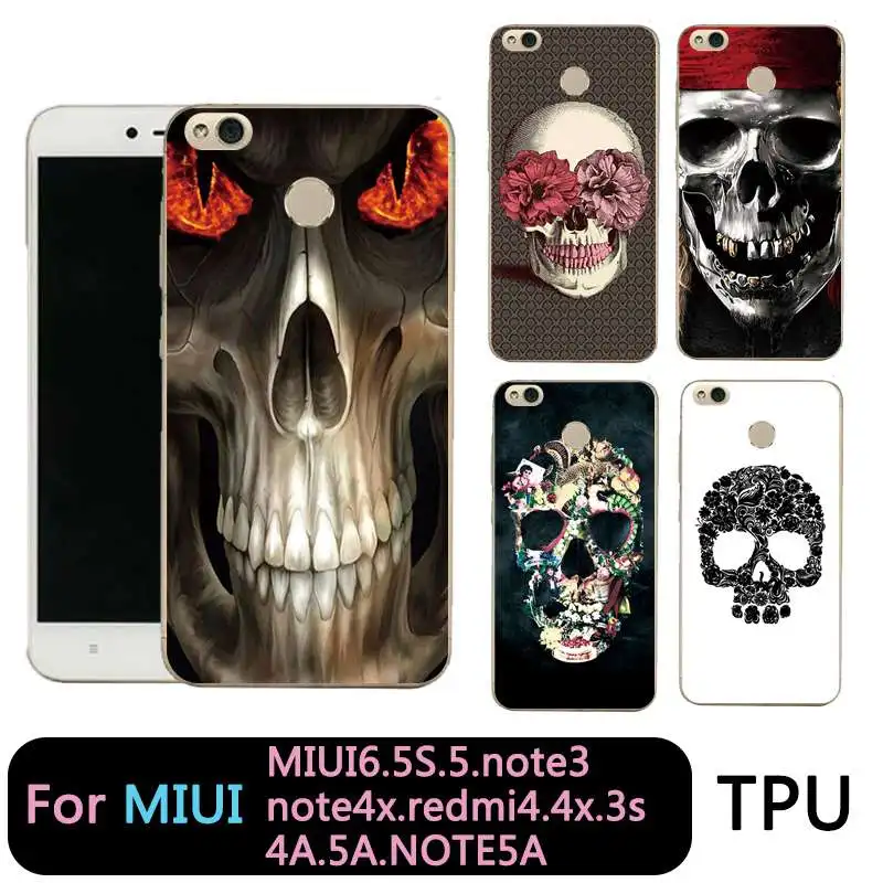QMSWEI Clear Phone Case For Mi 6 5 5s note3 Redmi note4x 4x 3s 4a 5a note5a TPU Soft Cartoon Skull Cover Free shipping |