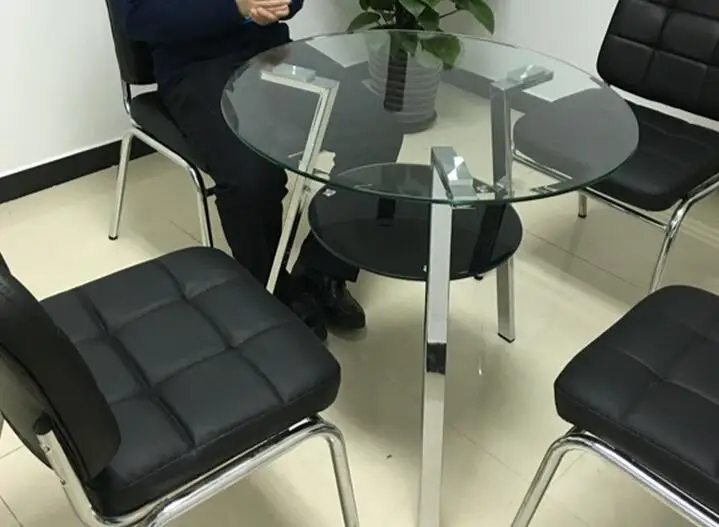 Нержавеющая сталь ноги двойной стальной стеклянный круглый стол. Договориться о