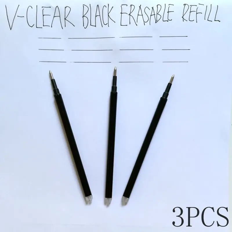 3 pcs Black Refill VCLEAR 0,7 мм стираемая гелевая чернильная ручка с резиновым ластиком 2 шт рекламная невидимая чернильная ручка милый ластик ручка Frixion ручка с исчезающими чернилам - Цвет: 3 pcs Black Refill