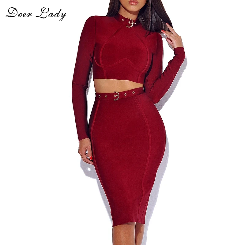 Женский бандажный комплект из 2 предметов с оленем вечерние мини-платья длинным