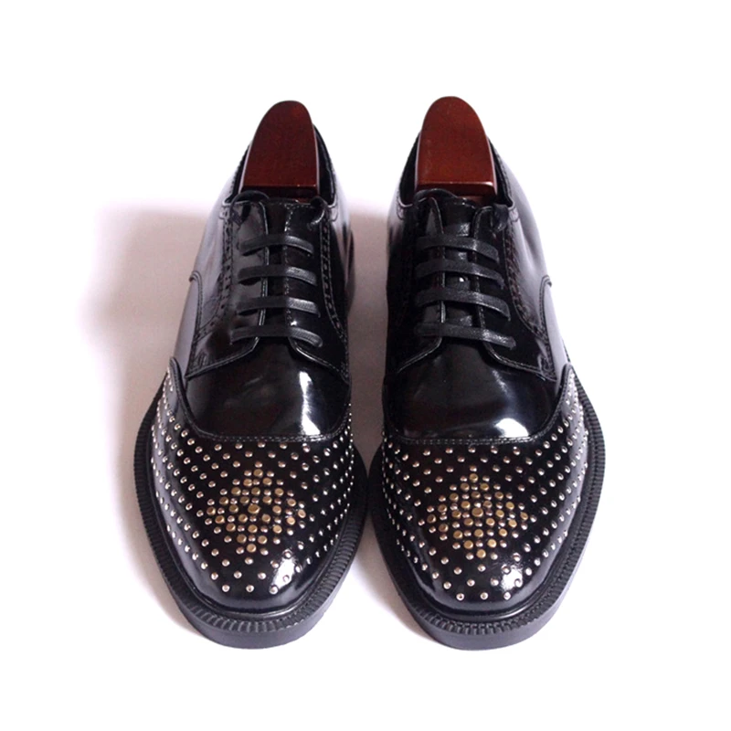 Мужские модельные туфли ручной работы черные туфли-оксфорды с геометрической