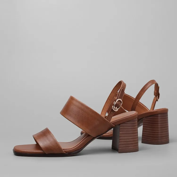 Туфли PXELENA женские из натуральной кожи босоножки на квадратном каблуке