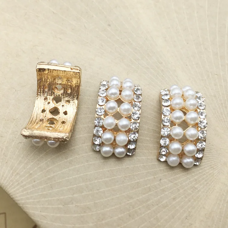 MengNa DIY пуговица с жемчужиной и стразами Arc Rhinestone пуговицы для свадебного