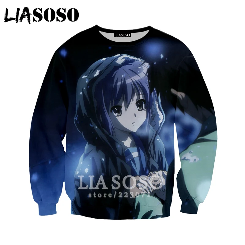 LIASOSO Осенние новые мужские и женские толстовки с 3D принтом аниме Меланхолия из