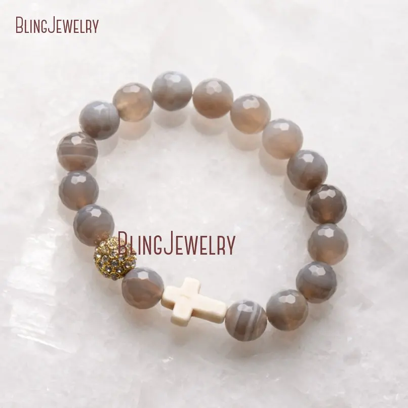 Браслеты Boho Chic Dzi белые бирюзовые браслеты с крестом BM20130|cross bracelet|bracelet bracelethowlite