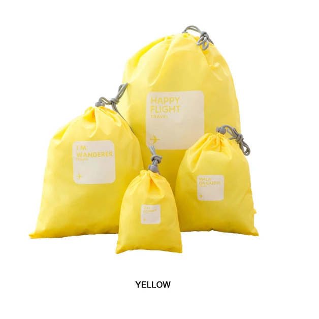 Yellow 4 шт./лот, водонепроницаемая дорожная сумка для хранения, косметическое нижнее белье, органайзер, спортивный шнурок, пояс для верховой езды, для обуви, для стирки, косметичка - Цвет: Yellow