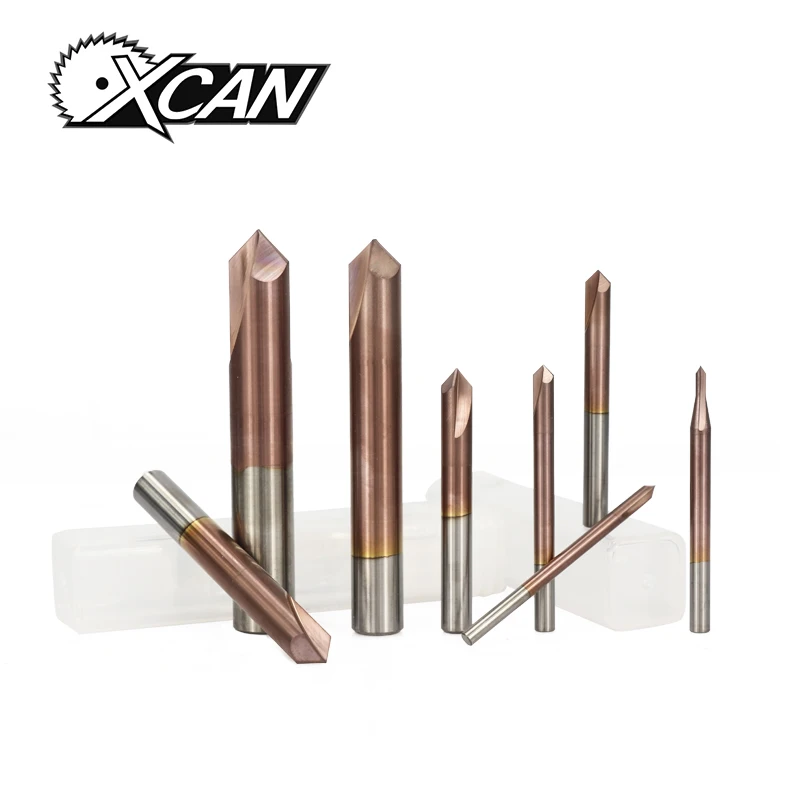 XCAN 1 шт. 3-12 мм 2 флейты 90 градусов фаска Концевая фреза ЧПУ фреза TiCN с покрытием карбида Концевая фреза Фаски Фреза