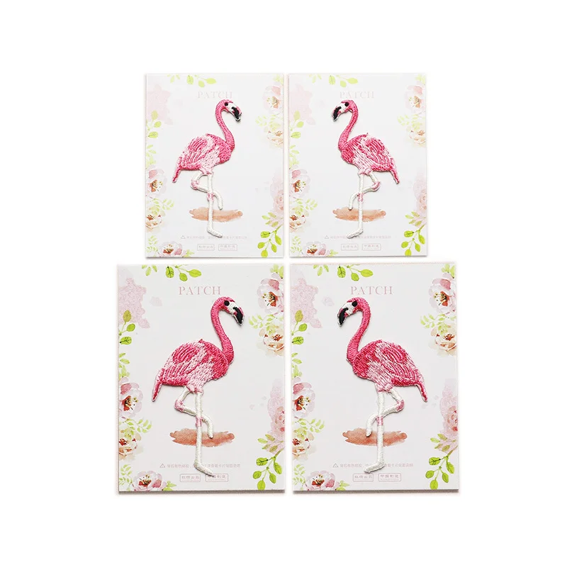 

1Pcs Flamingo Symmetrical Cloth Patches Sew on Iron on Embroidery Stickers DIY Patch Clothing Appliqued Badges