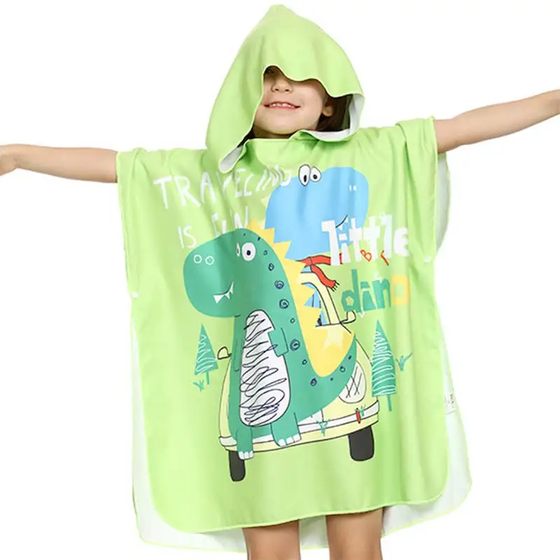 Silstar Tex Dinosaur Printed Hooded Cloak Towel Children's Dressing Bathrobes For Summer Outdoor Travel Shower | Дом и сад