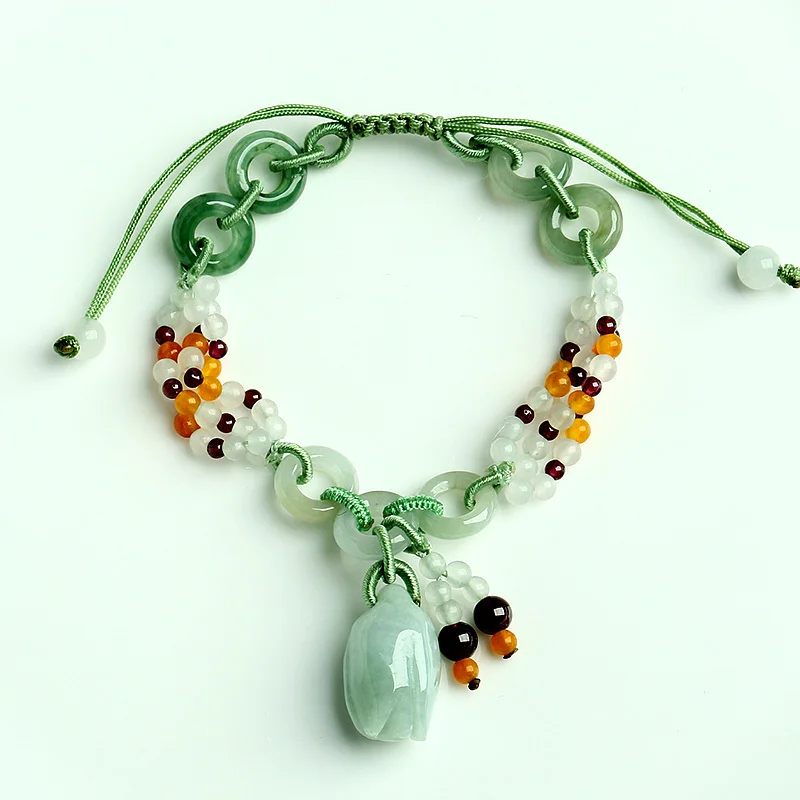 Натуральный домашний нефритовый браслет натуральный розовый вязаный нефрит