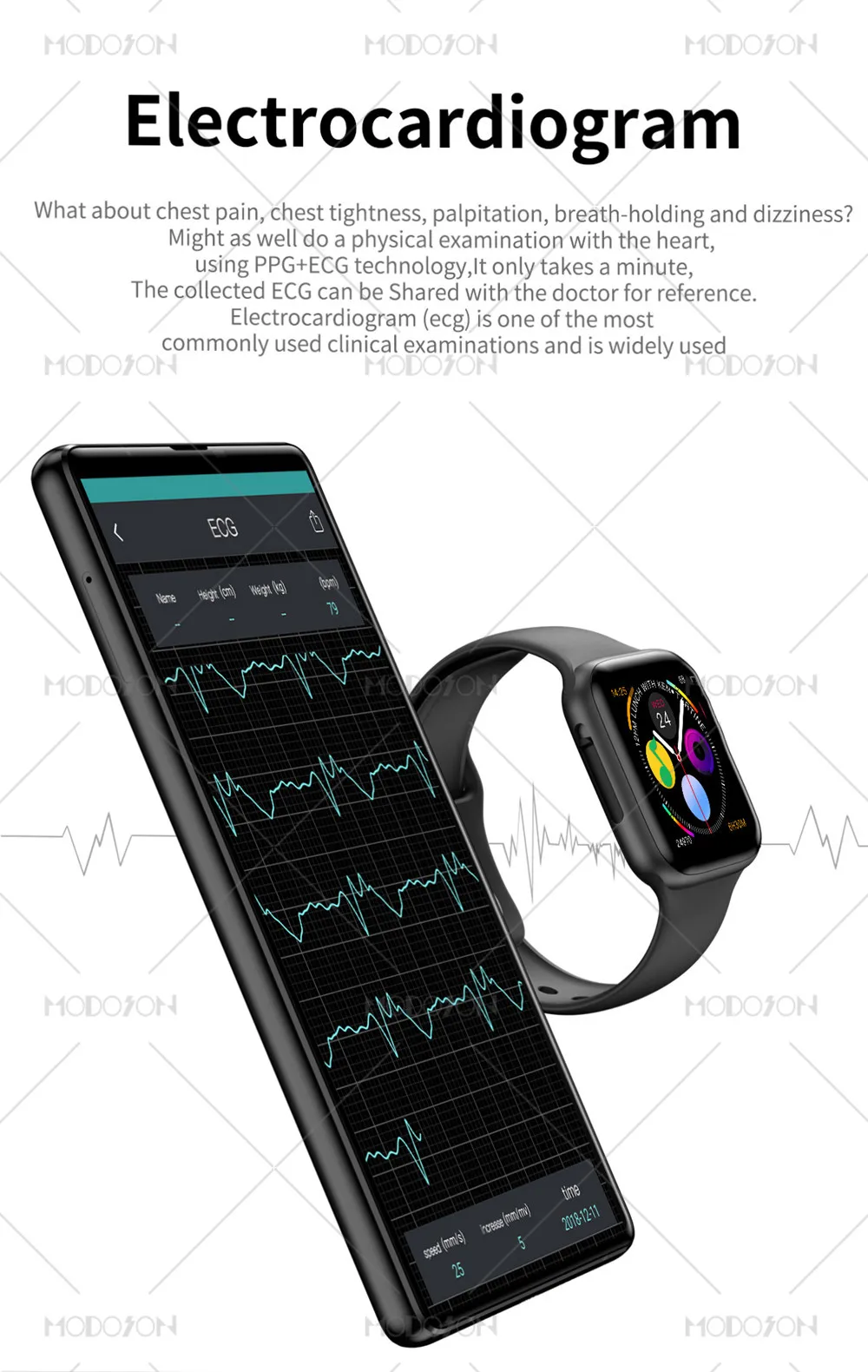 MODOSON Смарт Браслет для проверки сердечного ритма 10 серии 4 Smartwatch активность Фитнес трекер W34 PK IWO 8 9 для samsung huawei Xiaomi LG Apple iphone