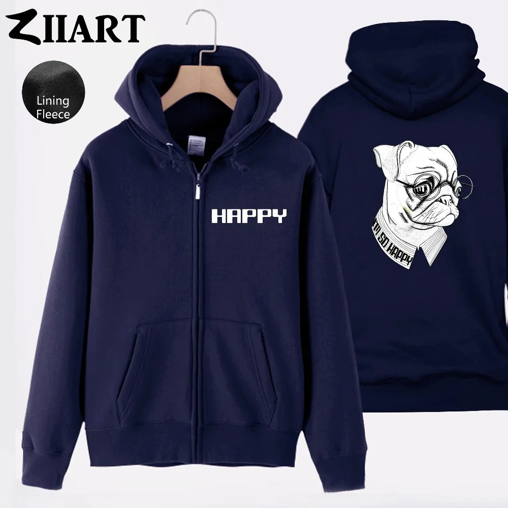 I'm So Happy Pet Dog Bulldog очки полосатая рубашка для девочек Женская флисовая толстовка