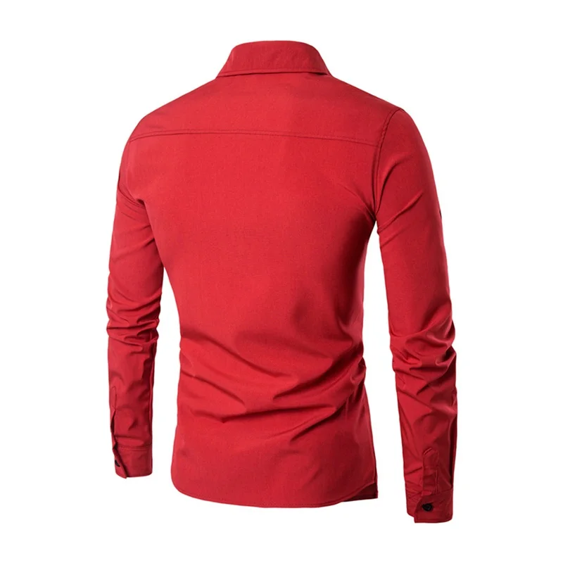 2017 повседневная мужская рубашка гавайская Мужская с длинным рукавом и отворотом