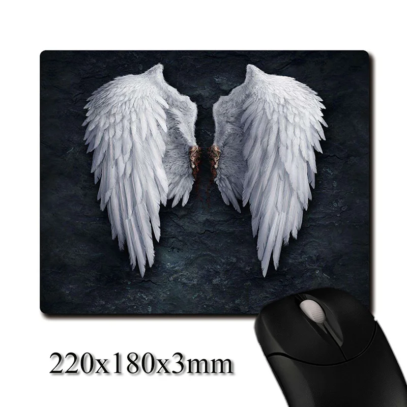 

Angel wings on the rock wall CG printed Heavy weaving anti-slip rubber pad office mouse pad Coaster Party favor gift 220x180x3mm