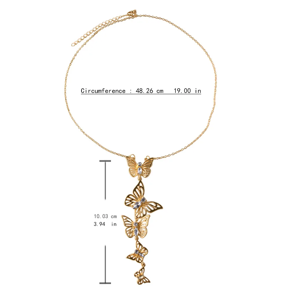 Новое поступление женское длинное ожерелье с подвеской металлическая бабочка