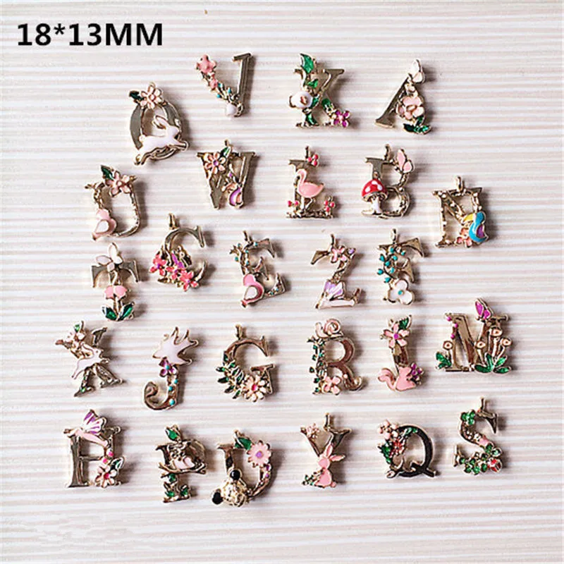 26 шт. A-Z Письмо подвеска кулон ювелирные изделия Diy милые маленькие животные цветы для ожерелье ювелирные изделия(каждый 1 шт