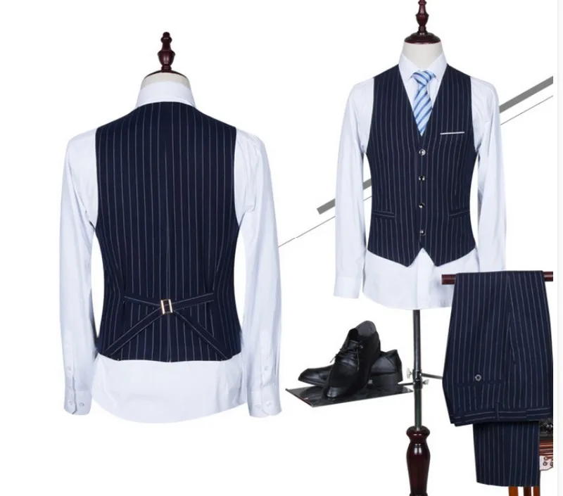 Пиджак + брюки жилет 2017 Новый стиль мужской костюм приталенный модный для отдыха