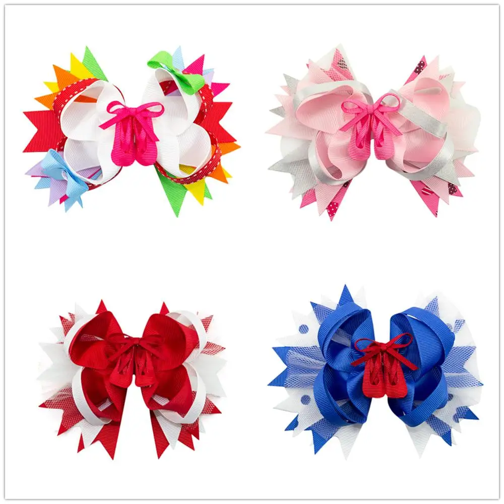 5 дюймов чистый и свежий прекрасный моделирование обуви бант слоистых лент DIY