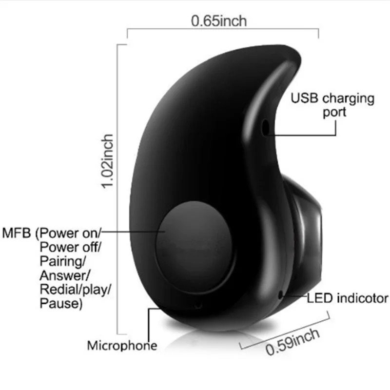 Мини беспроводные Bluetooth наушники в ухо спортивные с микрофоном Handsfree гарнитура