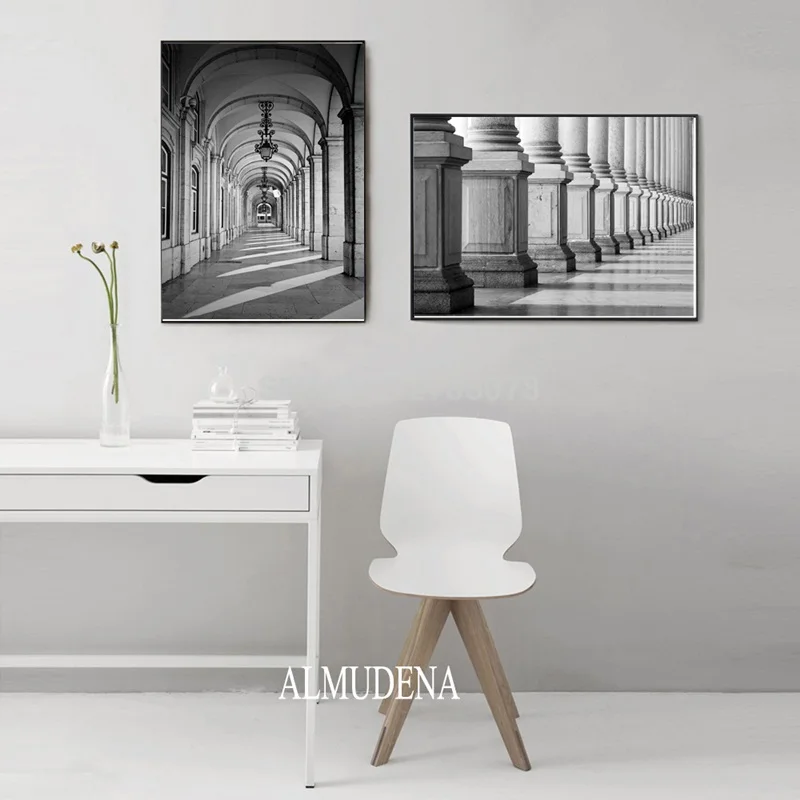 Черно белая абстрактная Строительная Скандинавская Картина на холсте Ретро