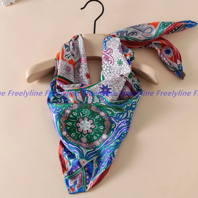 Модный напечатанный ручной рулон 100% шарф из шелковой саржи Бандана Хиджаб