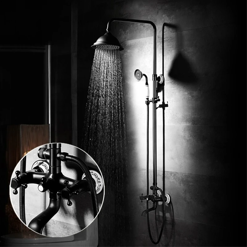 Наборы кранов для душа с двойной ручкой смеситель ванной комнаты ручным