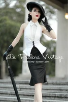 free shipping le palais vintage 50s black and white elegant self cultivation halter fishtail high quality womens sets
