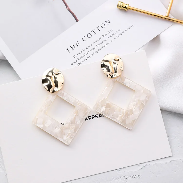 Женские акриловые серьги-подвески Jztop классические квадратные большие серьги с