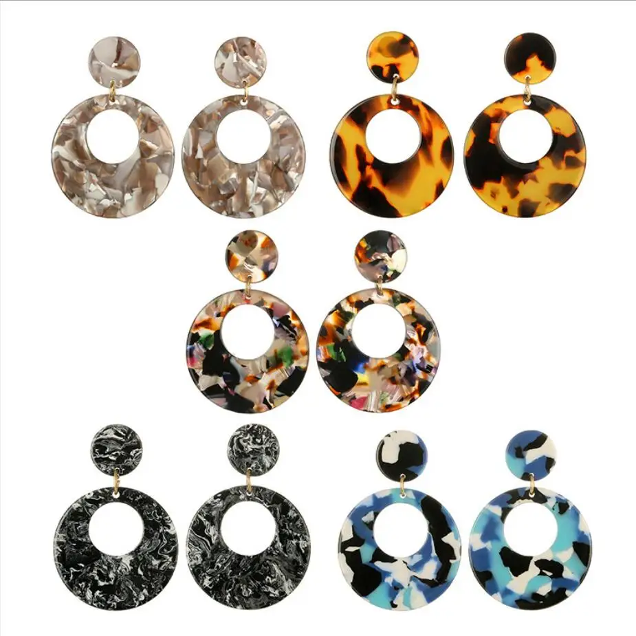 5 цветов трендовые геометрические акриловые круглые кольца серьги для женщин