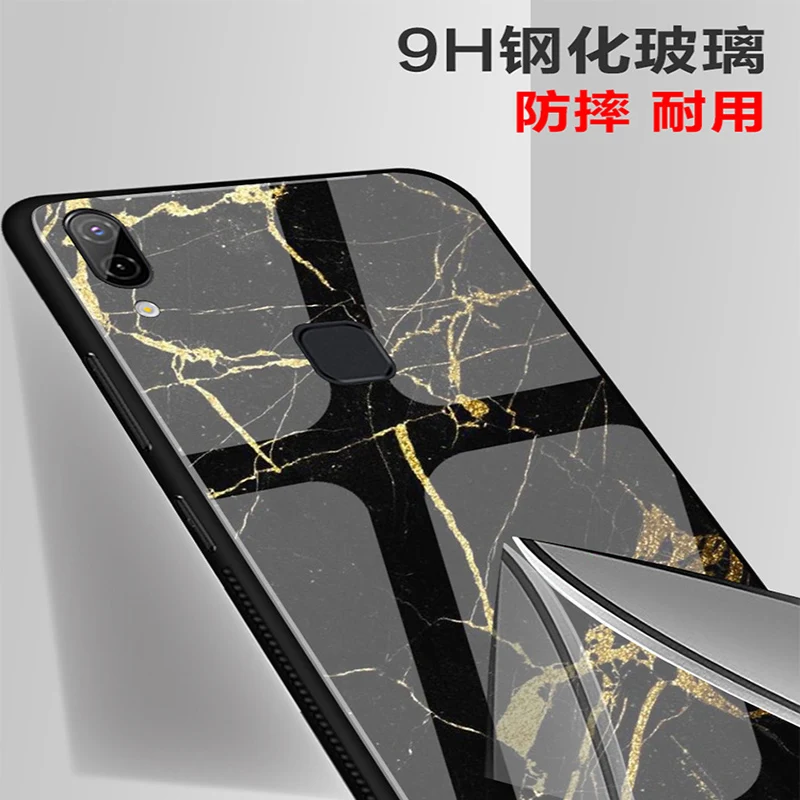 ДЛЯ Vivo Y85 чехол для VivoY85 Чехлы окрашенные закаленное стекло + Мягкая силиконовая