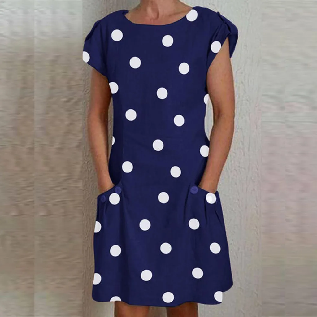 JAYCOSIN элегантное женское платье с карманом в горошек Платье До Колена летнее