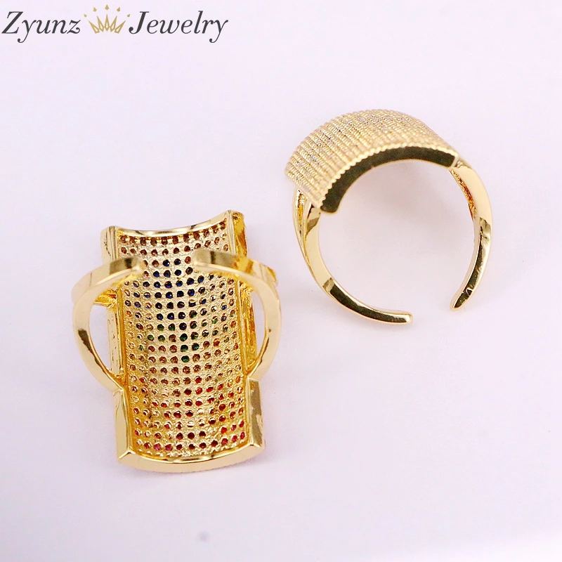 5 шт. многоцветные кольца с фианитами большие классические для женщин вечеринки