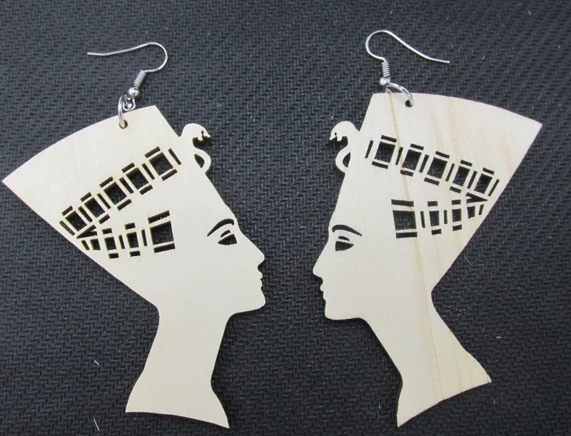 

5pairs/lot 3 inch Unfinished Egyptian Nefertiti Wood Earrings